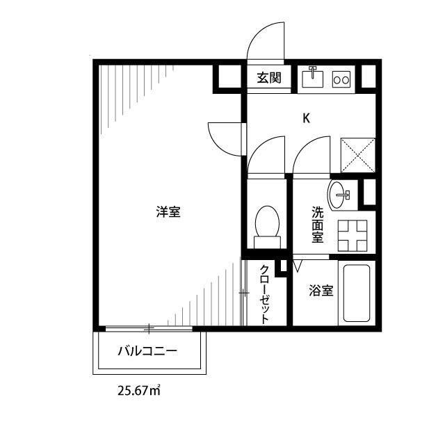 アムールVERT U(1K/2階)の間取り写真