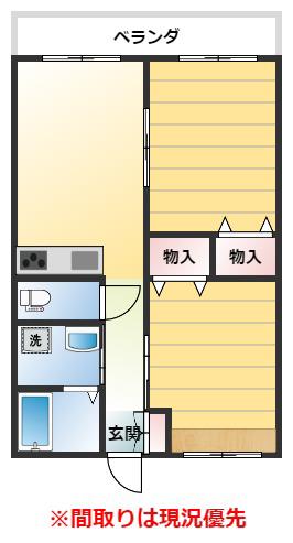 F2マンション(2DK/3階)の間取り写真