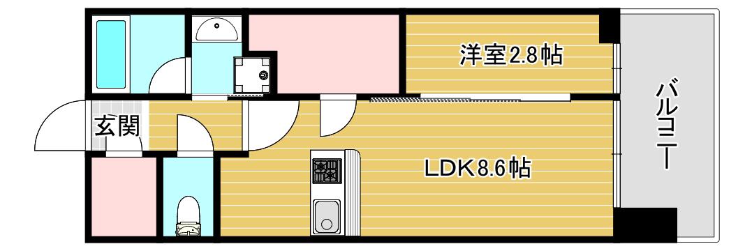 プラウド難波(1LDK/5階)の間取り写真