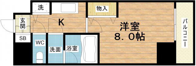 ONE ROOF FLAT TENJINBASHI(1DK/10階)の間取り写真