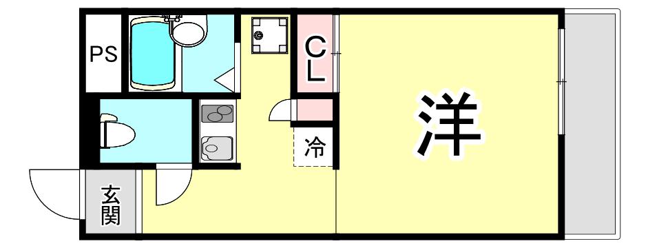 レオパレスみやび(1K/1階)の間取り写真