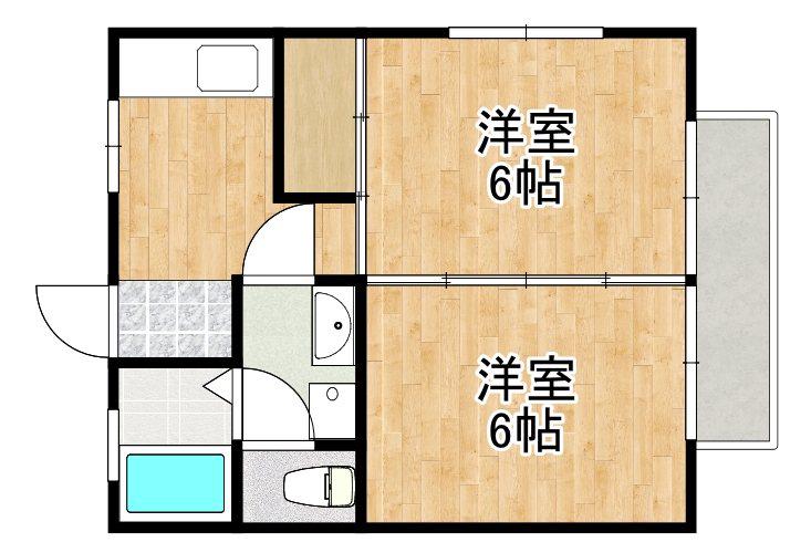 シティーコーポ国分(2K/2階)の間取り写真