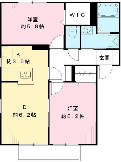 アネックス 壱番館(2LDK/1階)の間取り写真