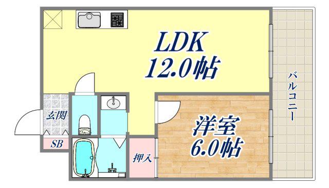 ベルエア―武庫之荘(1LDK/4階)の間取り写真