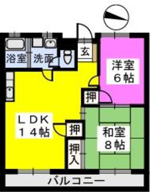 コーポのなか(2LDK/3階)の間取り写真