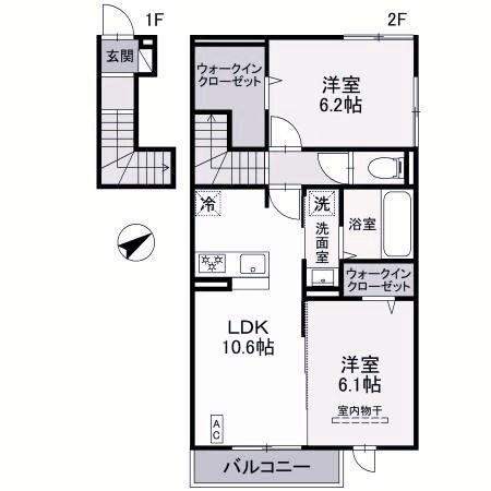 アルコバレーノX(2LDK/2階)の間取り写真