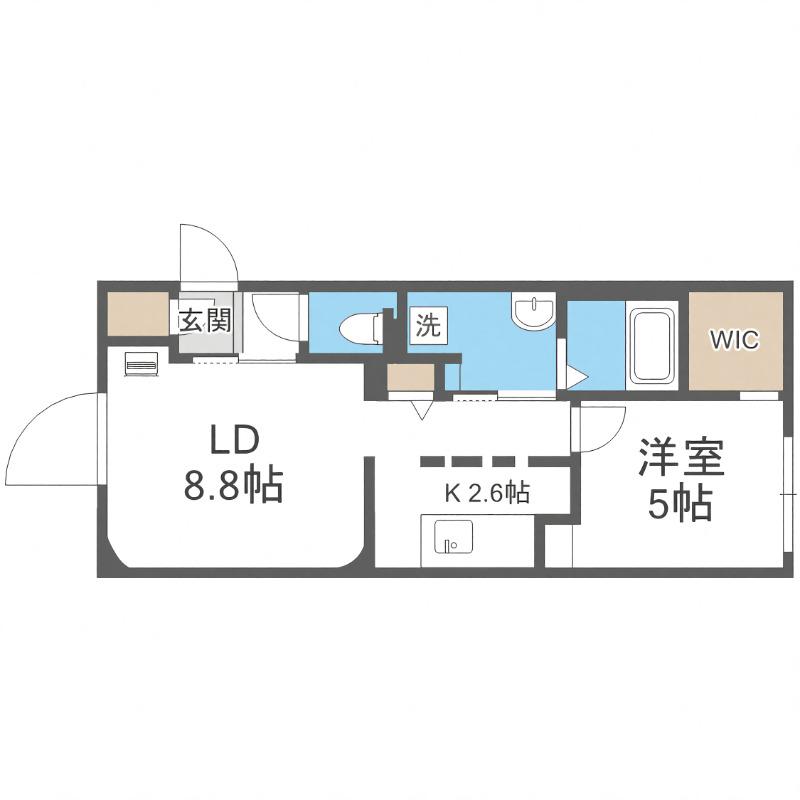 ラフィナート南平岸(1LDK/2階)の間取り写真