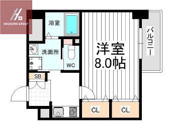 グローハイツ平野本町(1K/5階)の間取り写真