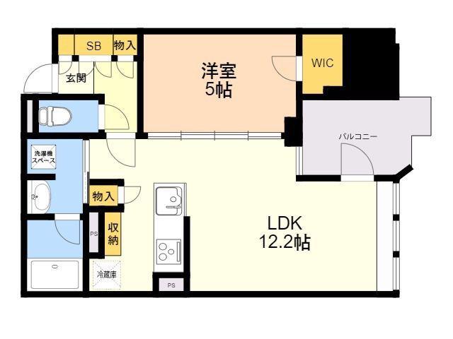 レーベン福岡天神ONE TOWER(1LDK/8階)の間取り写真