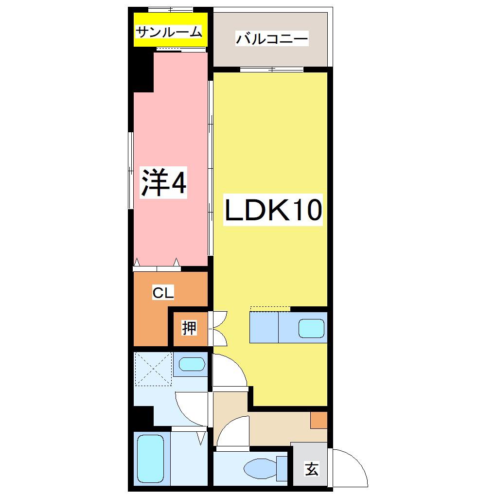 BRILLANTE RIVERFRONT(1LDK/1階)の間取り写真