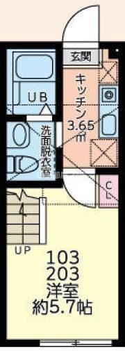 ブリックコート八王子(1K/1階)の間取り写真