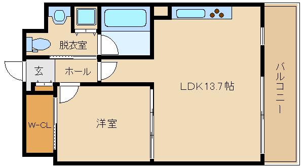 ヴェヌスタ(1LDK/2階)の間取り写真
