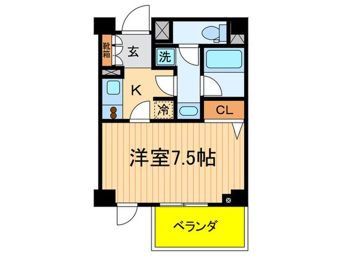 プライムアーバン用賀(1K/1階)の間取り写真