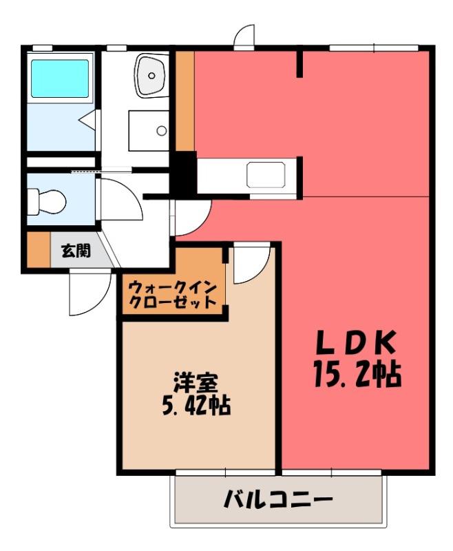 プレステージB(1LDK/2階)の間取り写真