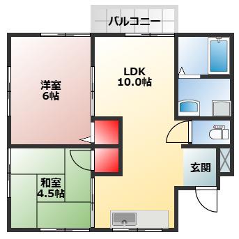 新緑のショコラティエ(2LDK/2階)の間取り写真