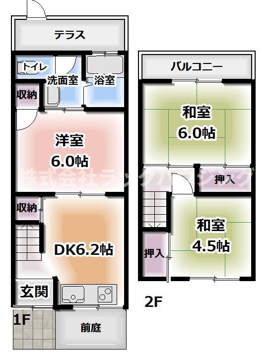 京阪本線 萱島駅 徒歩10分 2階建 築27年(3DK/1階)の間取り写真
