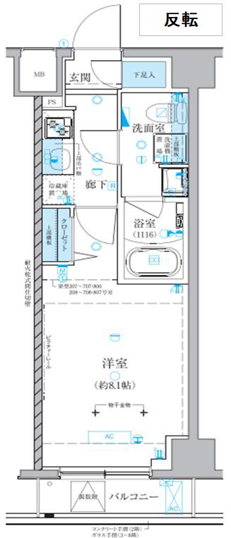 ベルシード池袋本町(1K/2階)の間取り写真