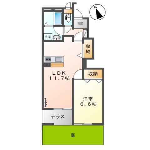 ウィステリアリッシュ(1LDK/1階)の間取り写真