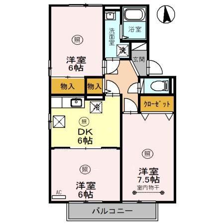 アストラルビュー(3DK/1階)の間取り写真