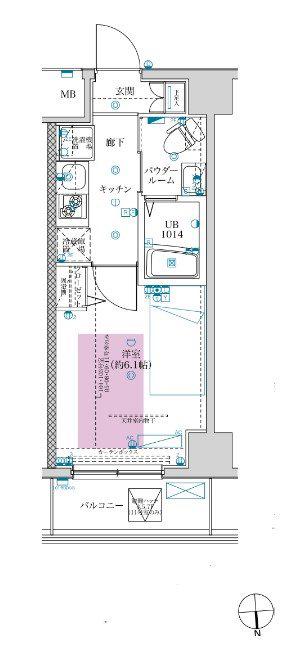 フェルクルールプレスト川崎アリビエ(1K/4階)の間取り写真