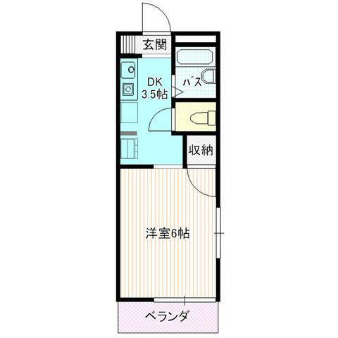 ハイツサザンクロスII(1K/1階)の間取り写真