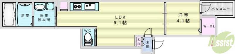 FDS吹田Ⅱ番館(1LDK/1階)の間取り写真