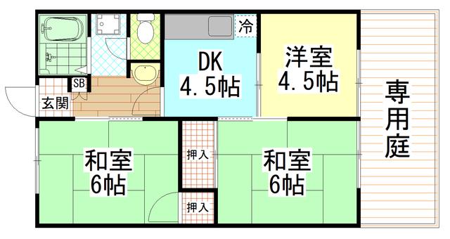 きららハイム(3DK/1階)の間取り写真