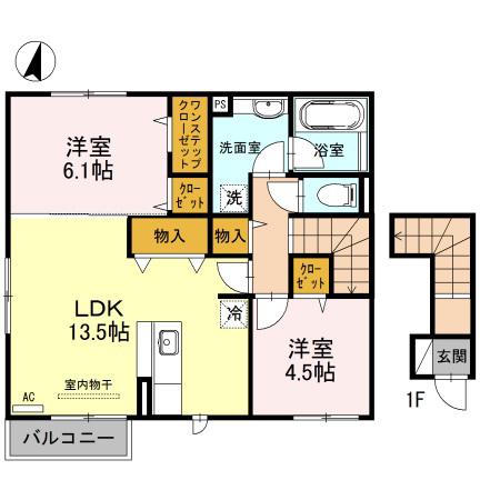 ソシア A(2LDK/2階)の間取り写真