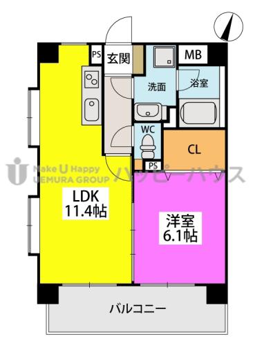 オータムレーベン(1LDK/3階)の間取り写真