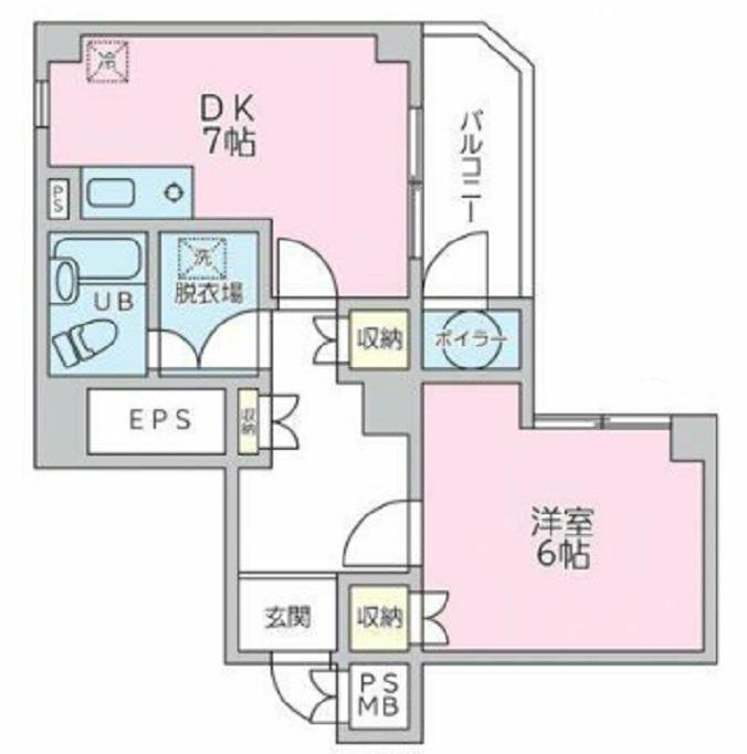 プラーズ梅屋敷(1DK/4階)の間取り写真