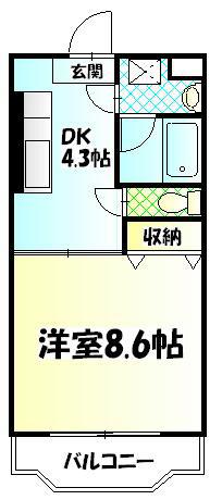 グランツ秦野(1DK/2階)の間取り写真