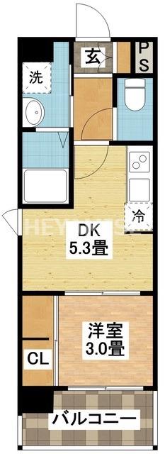MODERN PALAZZO平和公園(1DK/3階)の間取り写真