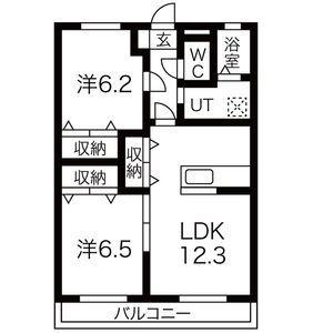 スプランディード ミユキ(2LDK/2階)の間取り写真
