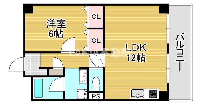 エルプラド京橋7号棟(1LDK/10階)の間取り写真