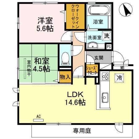 クレスタ(2LDK/1階)の間取り写真