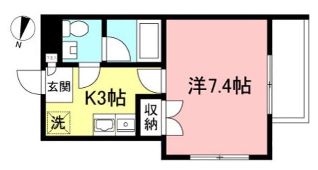 オレンジフラッツ(1K/4階)の間取り写真