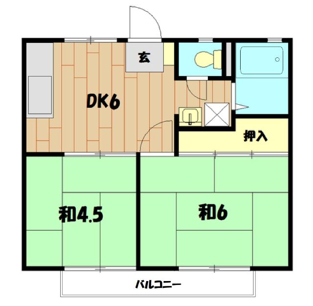 足立ハイツC(2DK/2階)の間取り写真