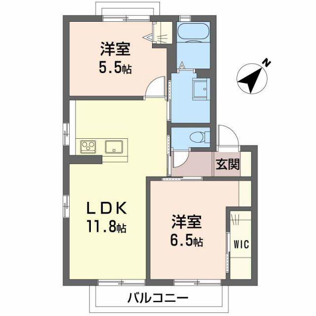 メゾンうえたII(2LDK/2階)の間取り写真
