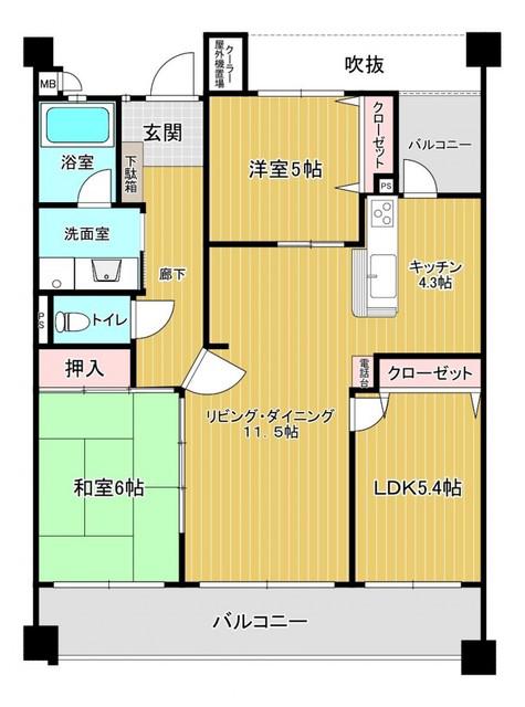 サングレート薬院ロイヤルウィン(3LDK/3階)の間取り写真