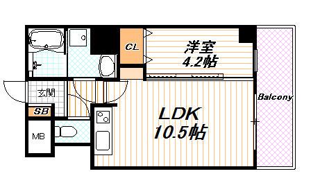 モンドール西院(1LDK/6階)の間取り写真