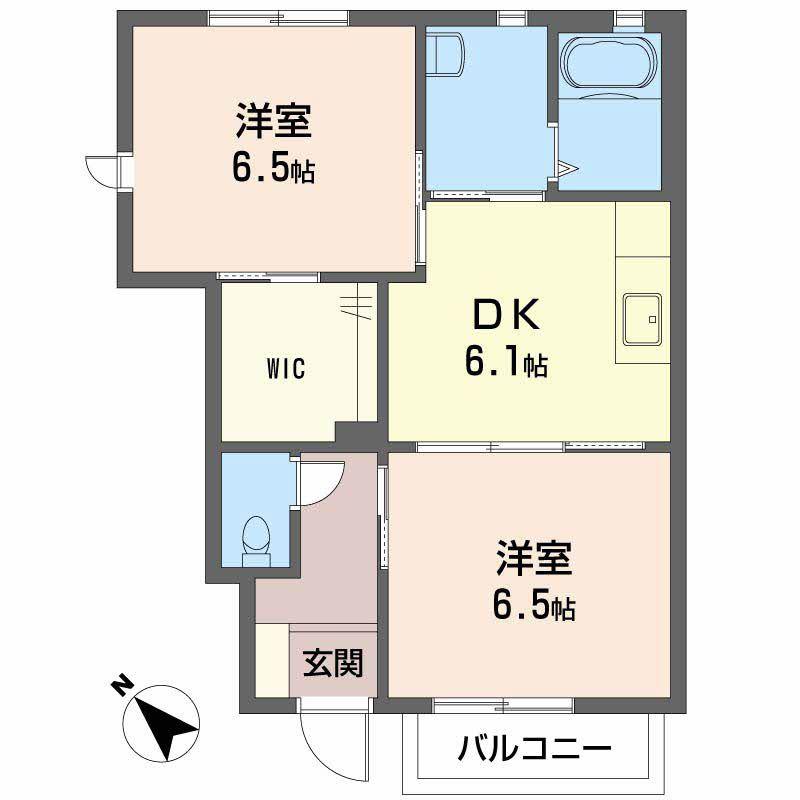アマービレ夜見(2DK/1階)の間取り写真