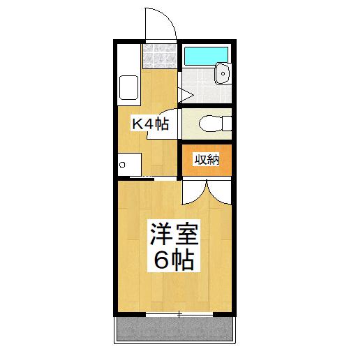 シャトレーII(1K/1階)の間取り写真