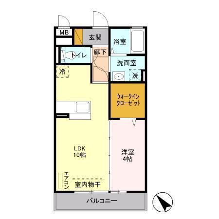 ソレイユI(1LDK/3階)の間取り写真
