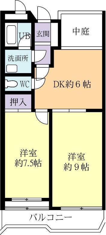 ガーデンヒルズ久松(2DK/1階)の間取り写真