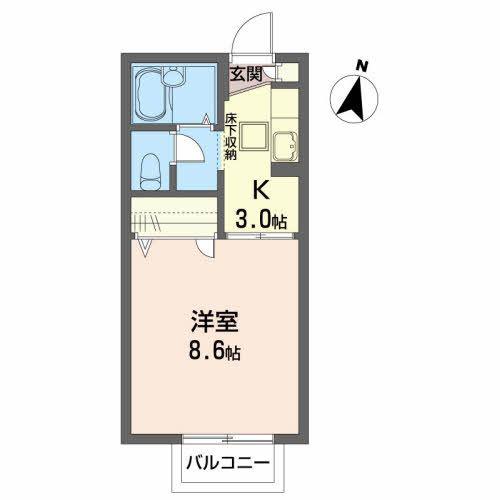 イーストパレスB(1K/1階)の間取り写真