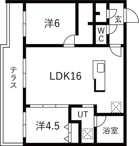 GA-千歳緑町1丁目MS(2LDK/1階)の間取り写真