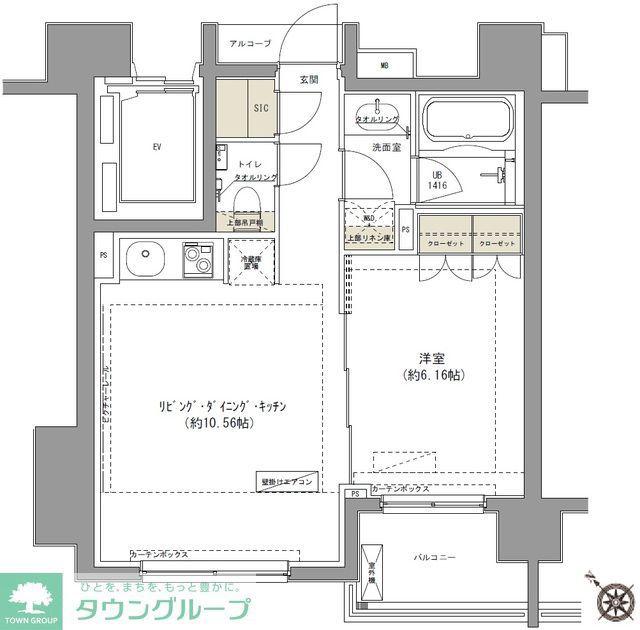 ガーデニア赤坂(1LDK/9階)の間取り写真