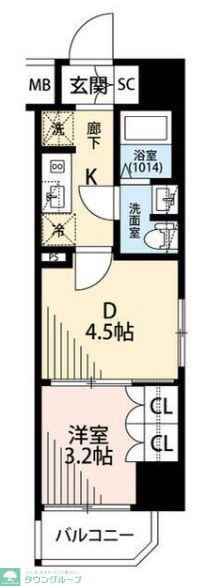 プレール・ドゥーク川崎IV(1DK/3階)の間取り写真