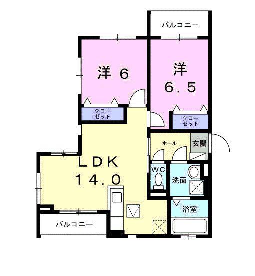 サンティエ(2LDK/1階)の間取り写真