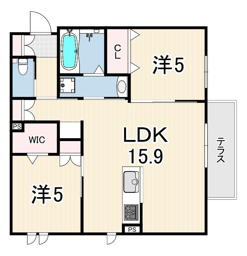 MAISON DE MATSU(2LDK/1階)の間取り写真